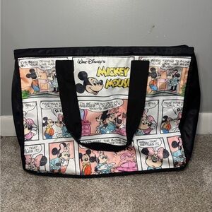 Disney Comic Strip Tote Travel Sleepover Shopping Bag Sturdy With Zip Closure